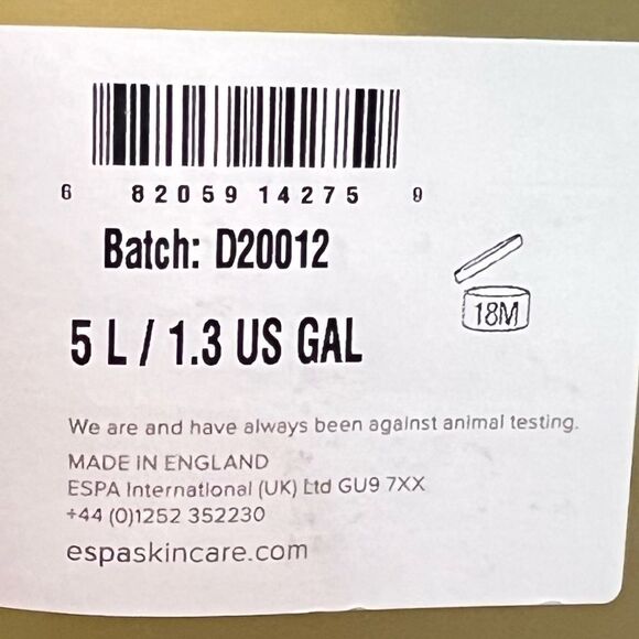 ESPA Natural Beauty Inner Calm Energizing Massage Oil. Gallon, New and Sealed. - Picture 5 of 8
